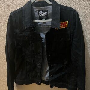 Black Denim Jacket with Bowie Patch